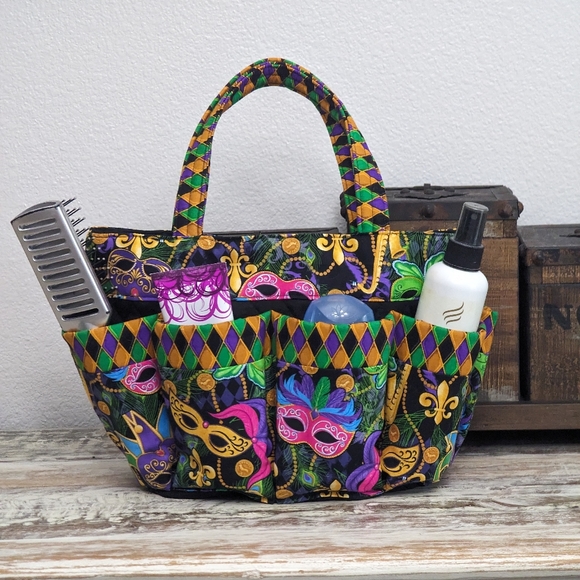 Hand Crafted Bingo/Tote Bag "Mardi Gras" 100% Cotton - Picture 3 of 6